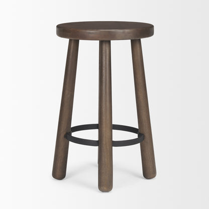 Weldon Dark Brown Wood w/ Matte Black Metal Counter Stool
