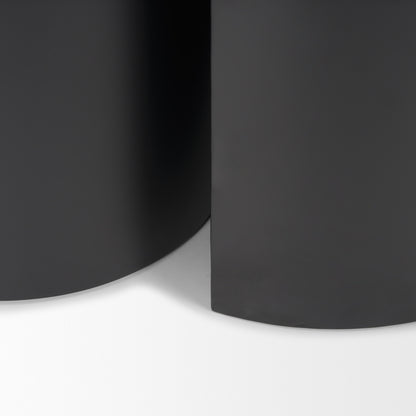 Varden Matte Black Metal w/ Dark Brown Wood Top Nesting Accent Tables