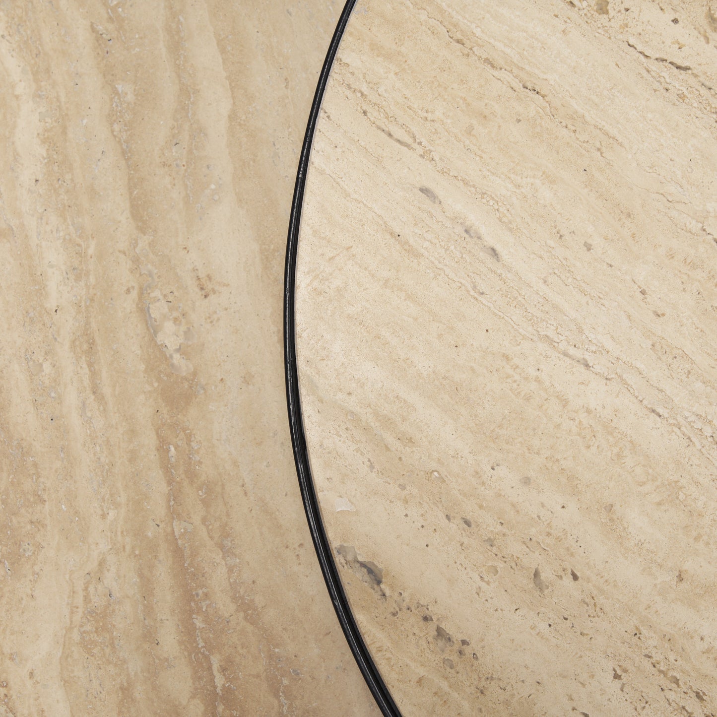 Wade Travertine Marble w/ Matte Black Metal Coffee Tables