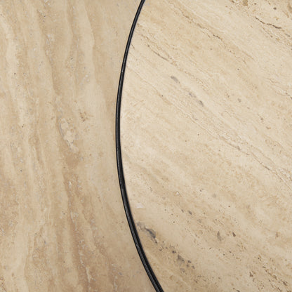 Wade Travertine Marble w/ Matte Black Metal Coffee Tables