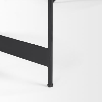 Wade Travertine Marble w/ Matte Black Metal Coffee Tables