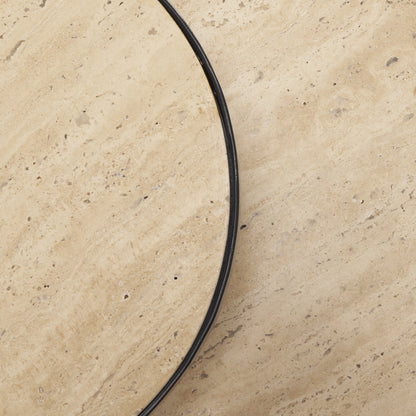 Wade Travertine Marble w/ Matte Black Metal End Tables