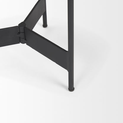 Wade Travertine Marble w/ Matte Black Metal End Tables