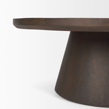 Takoda Dark Brown Wood Tapered Drum Nesting Coffee Tables