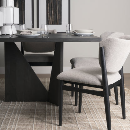 Tarro 84" Rectangular Textured Black Wood w/ Geometrical Base Dining Table