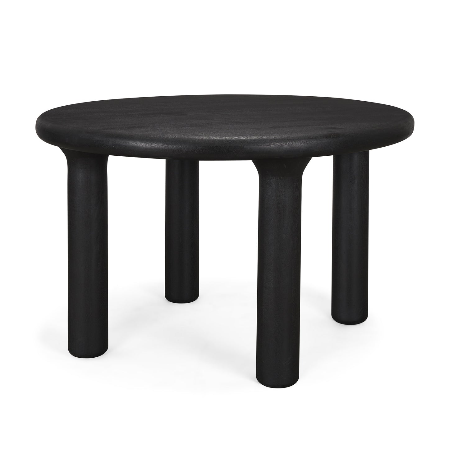 Soma Textured Black Mango Wood Round Dining Table