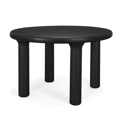 Soma Textured Black Mango Wood Round Dining Table