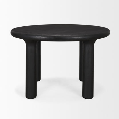 Soma Textured Black Mango Wood Round Dining Table