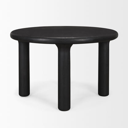 Soma Textured Black Mango Wood Round Dining Table