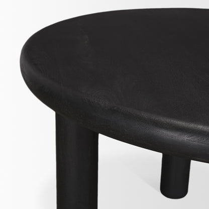 Soma Textured Black Mango Wood Round Dining Table