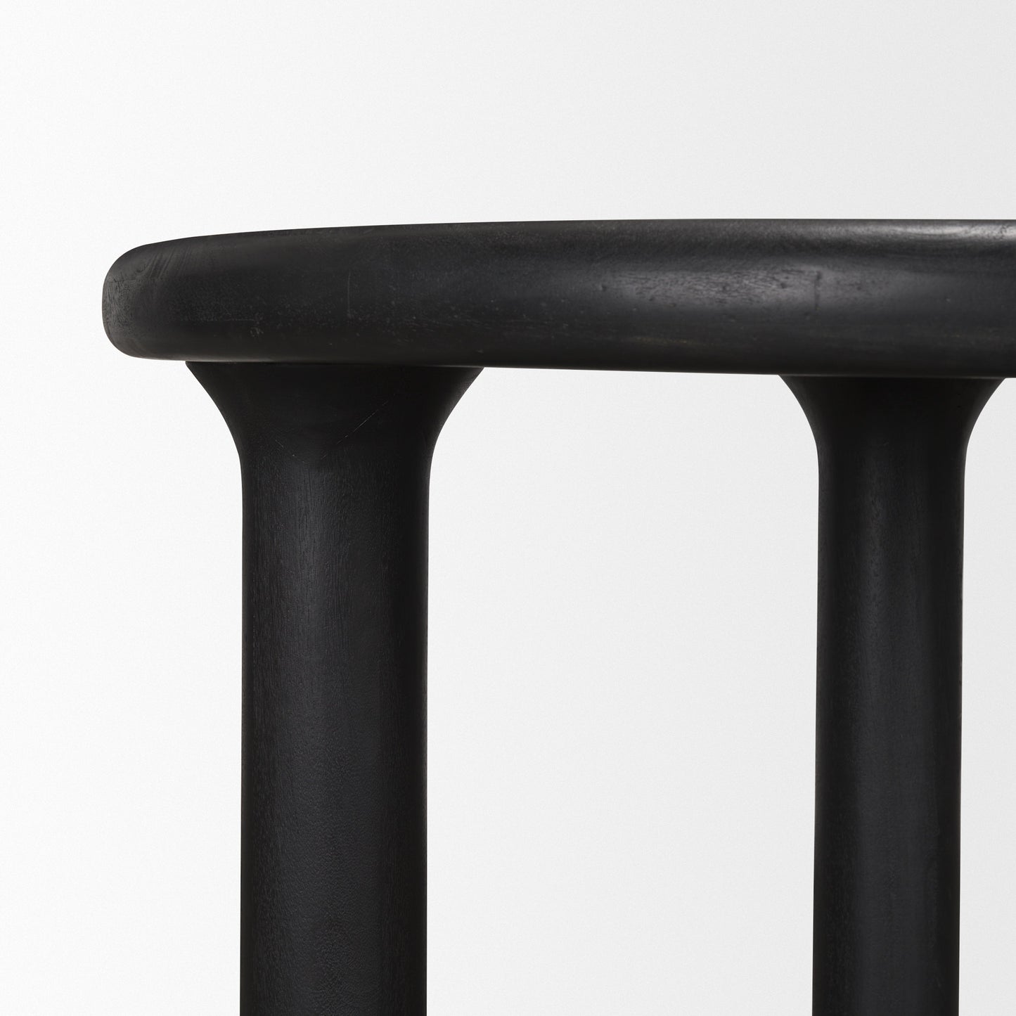 Soma Textured Black Mango Wood Round Dining Table