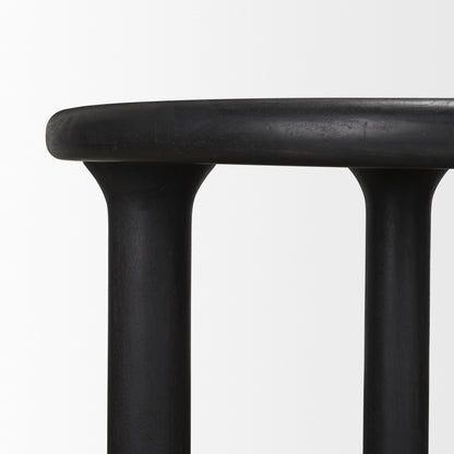 Soma Textured Black Mango Wood Round Dining Table