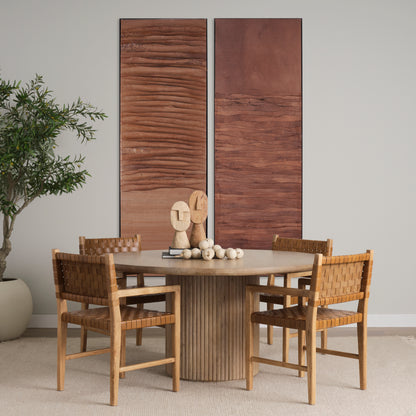 Terra 60L x 60W x 30H Light Brown Wood Round Fluted Dining Table