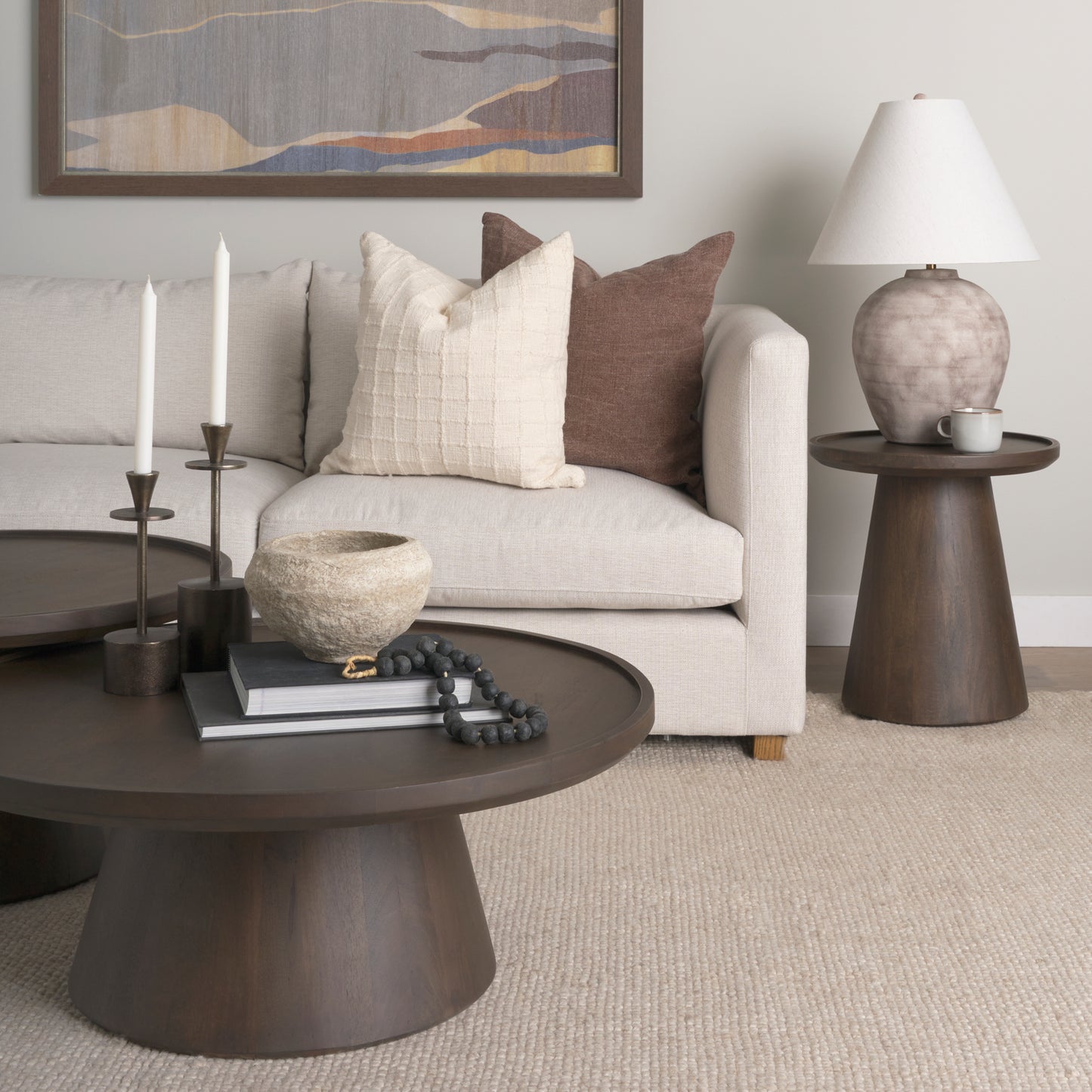 Takoda Dark Brown Wood Tapered Drum Accent Table