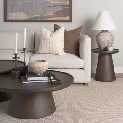 Takoda Dark Brown Wood Tapered Drum Accent Table