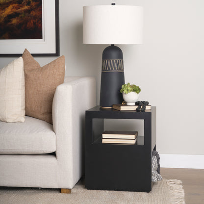 Vondra Matte Black Metal w/ Open Shelves Side table