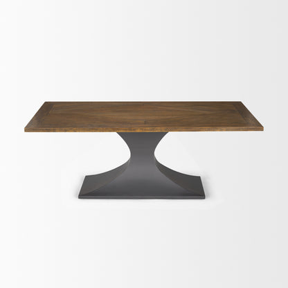 Maxton II 79x39 Rectangular Brown Solid Wood Top Dark Gunmetal Base Dining Table