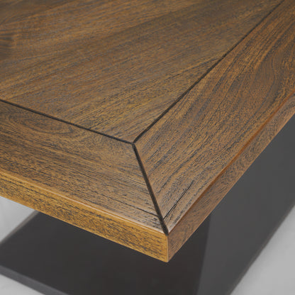 Maxton II 79x39 Rectangular Brown Solid Wood Top Dark Gunmetal Base Dining Table