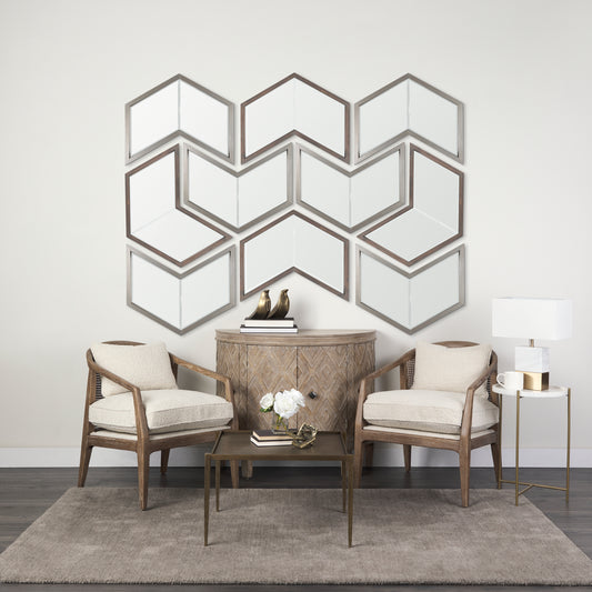 Chevren 26 x 22 Medium Brown Wood Frame Mirror