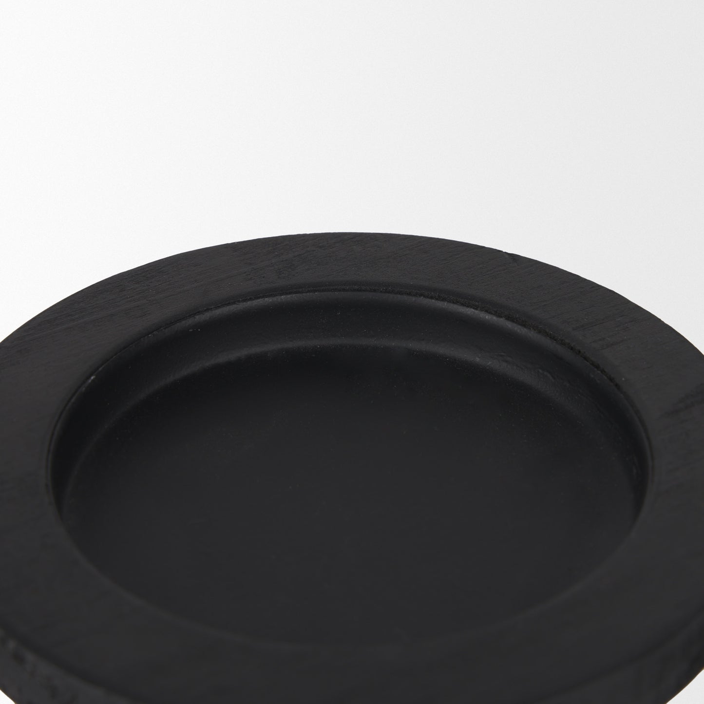 Wanda Matte Black Wood Pillar Candle Holders (Set of 2)