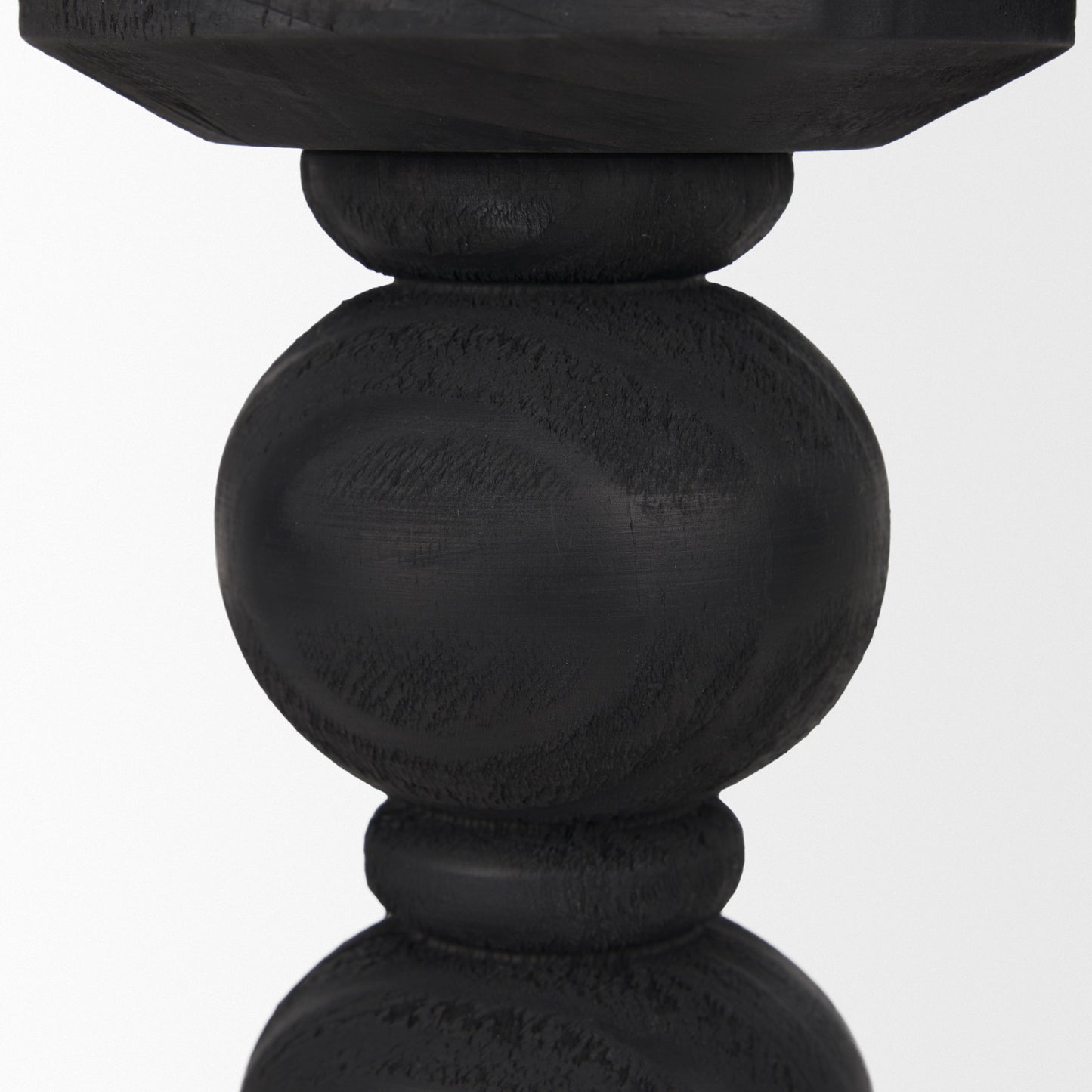 Wanda Matte Black Wood Pillar Candle Holders (Set of 2)