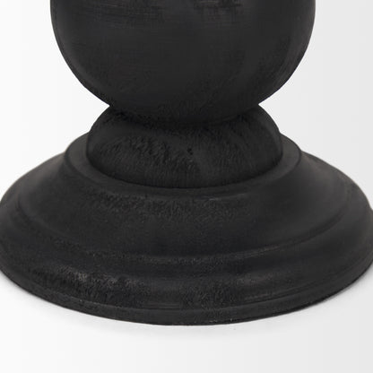 Wanda Matte Black Wood Pillar Candle Holders (Set of 2)