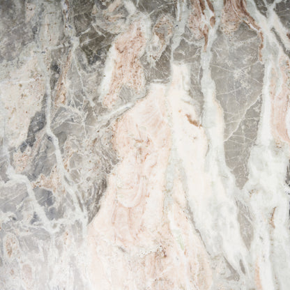 Allyson 54" Round Brown Pedestal w/ Pink Marble Top Dining Table