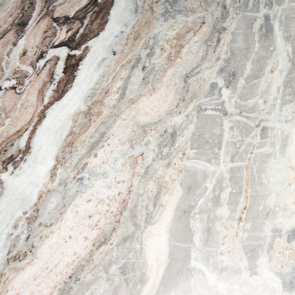 Allyson 54" Round Brown Pedestal w/ Pink Marble Top Dining Table