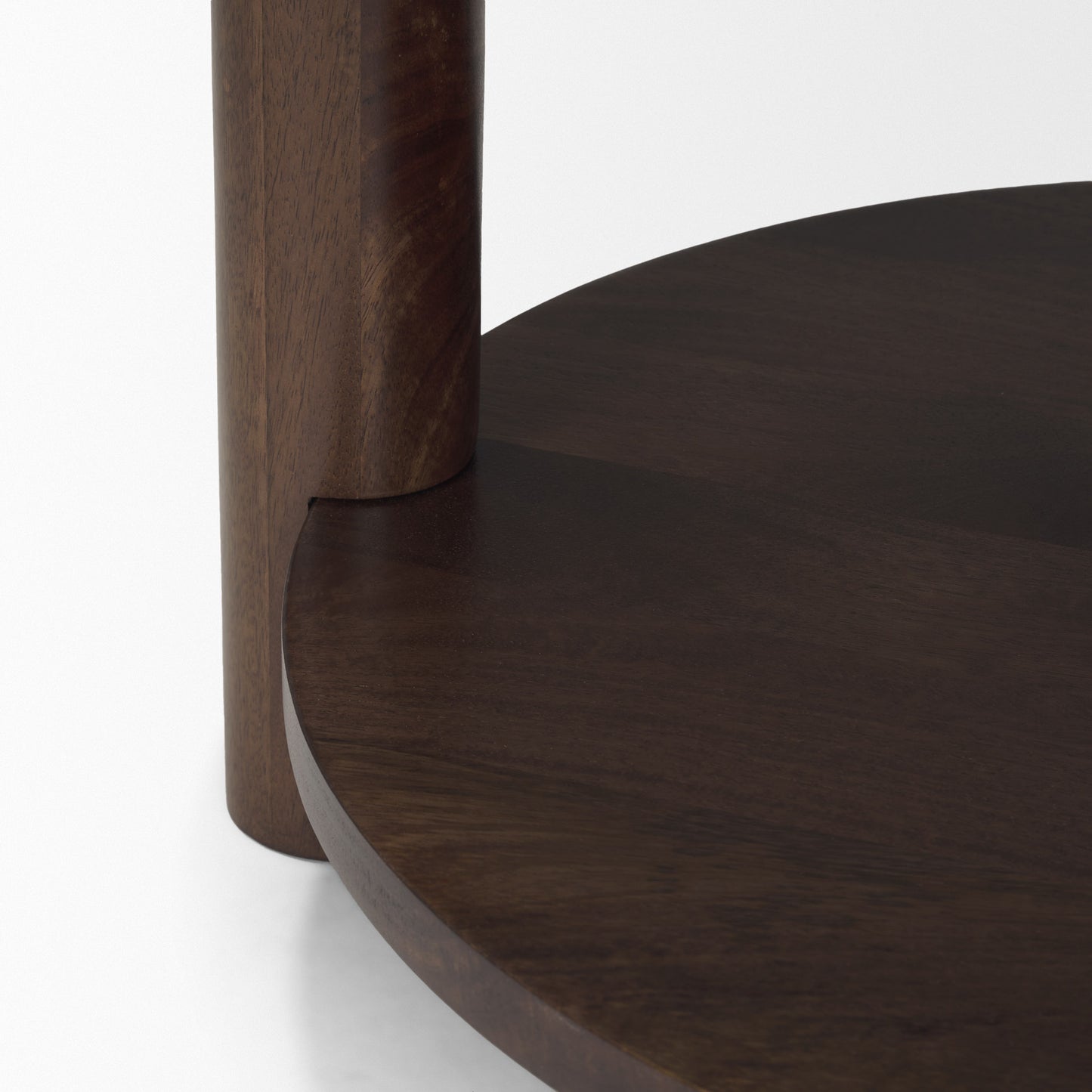 Jovia Brown Mango Wood W/ Cappuccino Marble Round Side Table