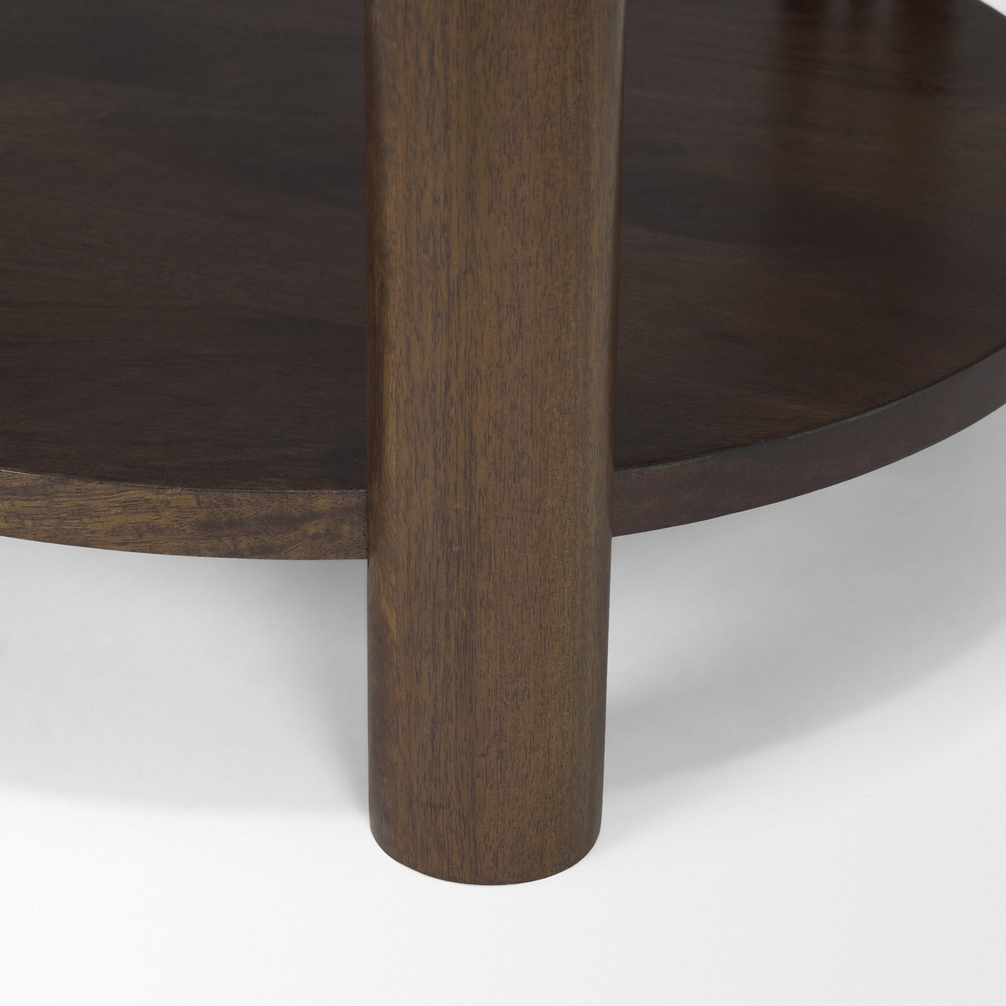 Jovia Brown Mango Wood W/ Cappuccino Marble Round Side Table