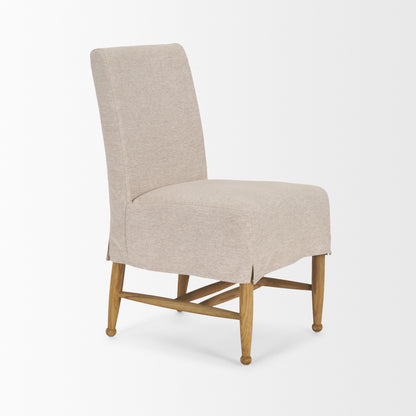 Whitley Oatmeal Performance Fabric w/ Oak Wood Dining Chair