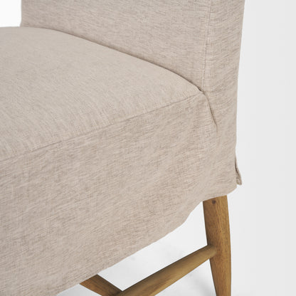 Whitley Oatmeal Performance Fabric w/ Oak Wood Dining Chair