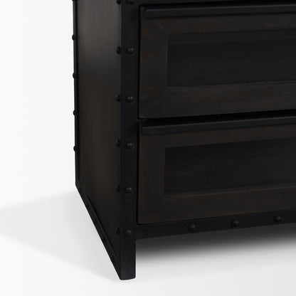 Gehry 72.3" H Dark Brown Metal Brown Wood and Glass Door Display Cabinet