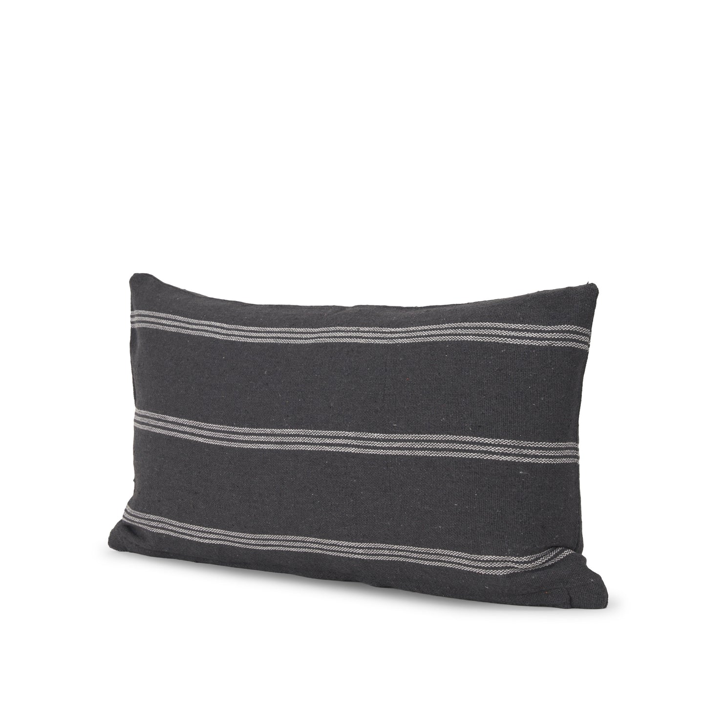 Jayme Gray and White Striped Cotton Decorative Lumbar Pillow Cover