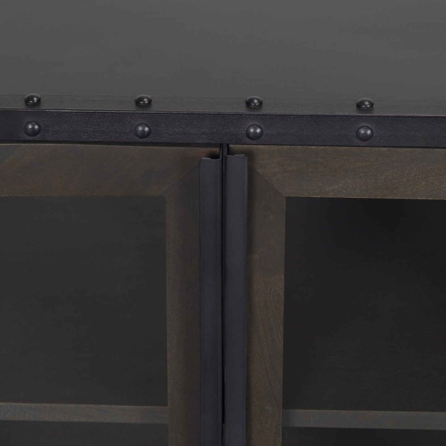 Gehry I 62.3x16.5 Black Metal Frame w/Wood Accent 4 Cabinet Door Two Drawer Sideboard