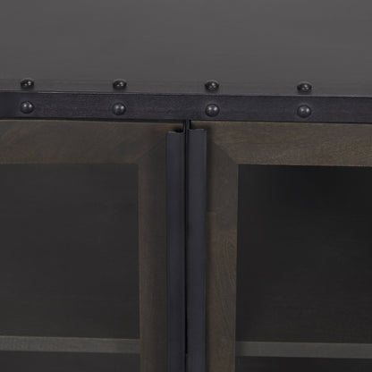 Gehry I 62.3x16.5 Black Metal Frame w/Wood Accent 4 Cabinet Door Two Drawer Sideboard