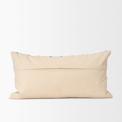 Jaela Beige and Black Striped Checkered Decorative Lumbar Pillow Cover