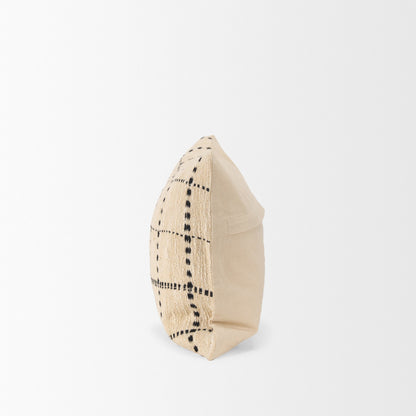 Jaela Beige and Black Striped Checkered Decorative Lumbar Pillow Cover