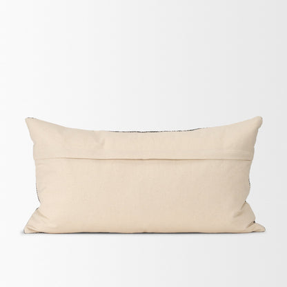 Jalia Cream and Black Cotton Decorative Lumbar Pillow Cover