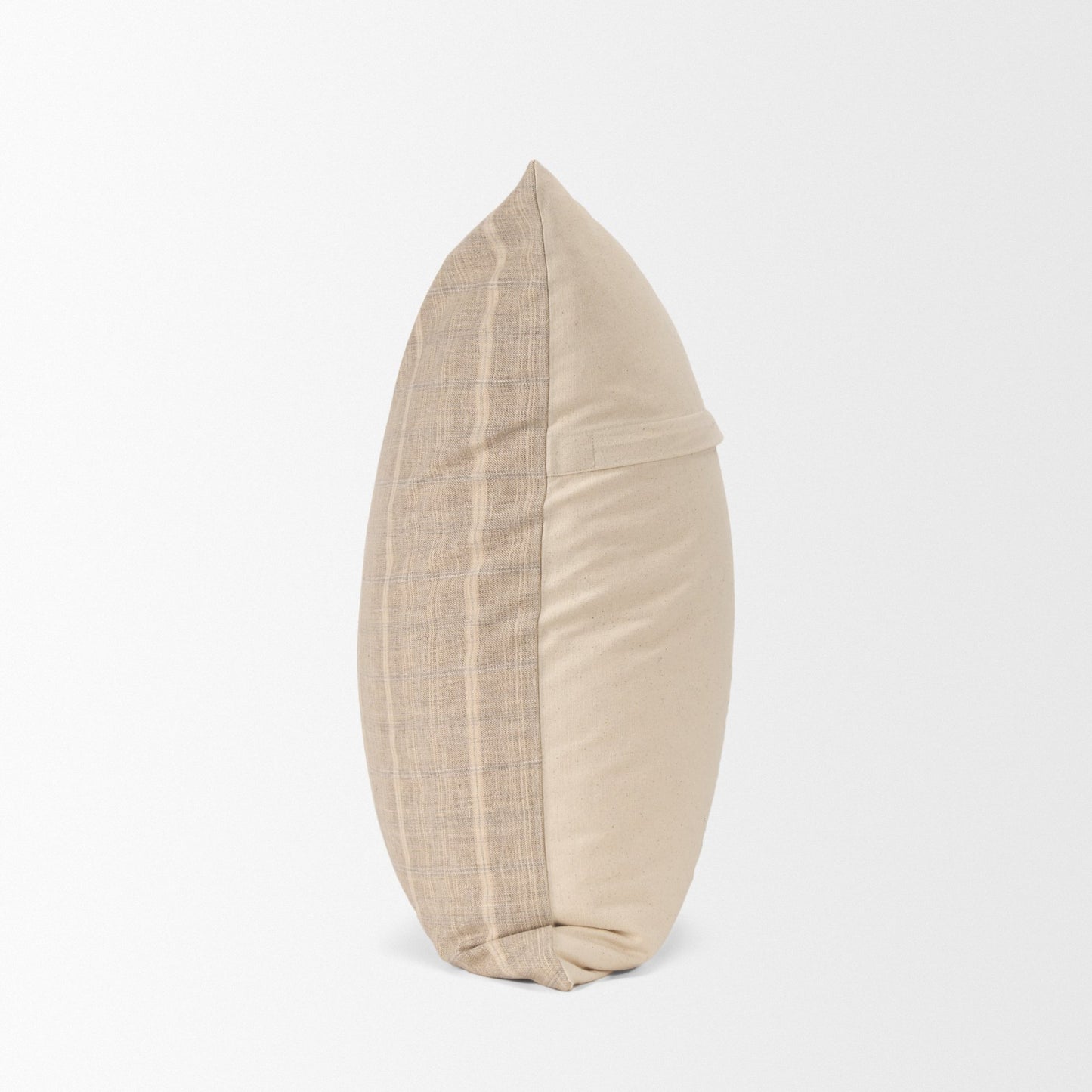 Jensen Beige and Gray Plaid Cotton-Linen Decorative Square Pillow Cover