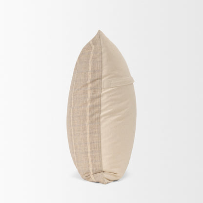 Jensen Beige and Gray Plaid Cotton-Linen Decorative Square Pillow Cover