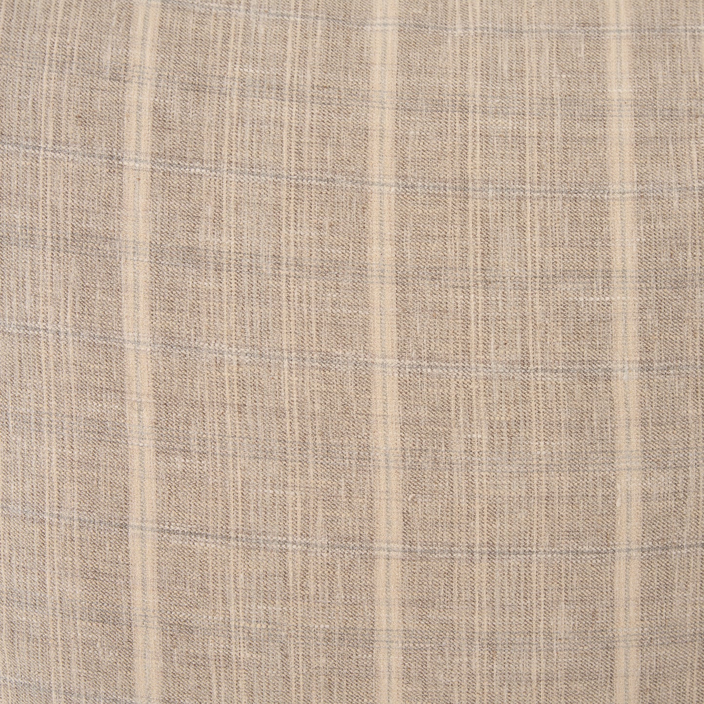 Jensen Beige and Gray Plaid Cotton-Linen Decorative Square Pillow Cover