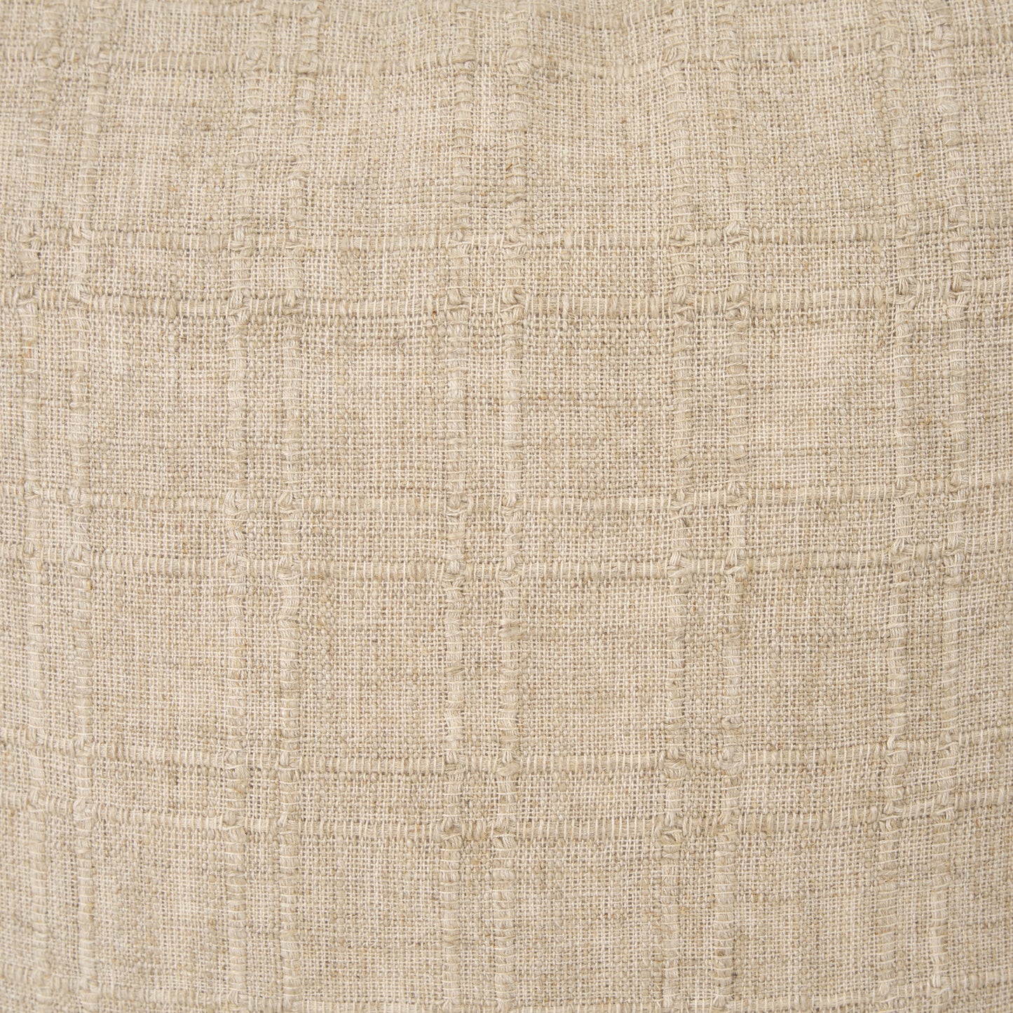 Jeren Beige Checker Textured Cotton-Linen Decorative Square Pillow Cover