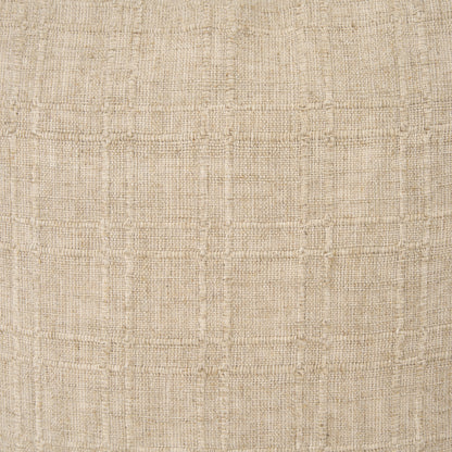 Jeren Beige Checker Textured Cotton-Linen Decorative Square Pillow Cover