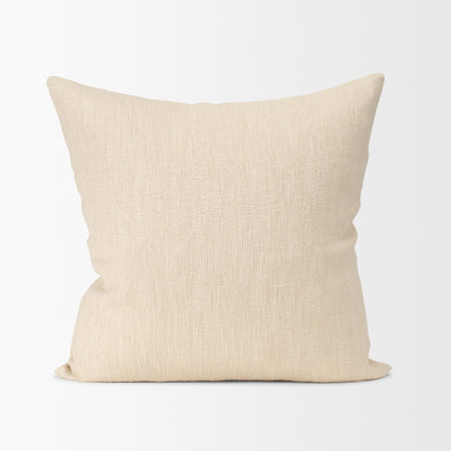 Jenner Cream Cotton-Linen Blend Decorative Square Pillow Cover
