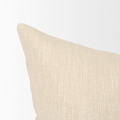 Jenner Cream Cotton-Linen Blend Decorative Square Pillow Cover
