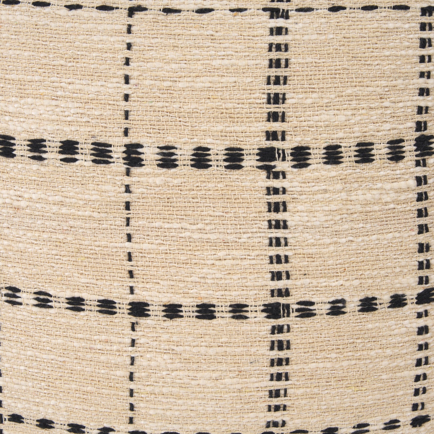 Jaela Beige and Black Striped Checkered Decorative Lumbar Pillow Cover