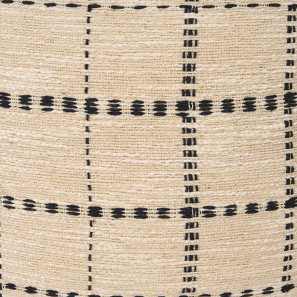 Jaela Beige and Black Striped Checkered Decorative Lumbar Pillow Cover
