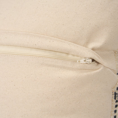 Jaela Beige and Black Striped Checkered Decorative Lumbar Pillow Cover