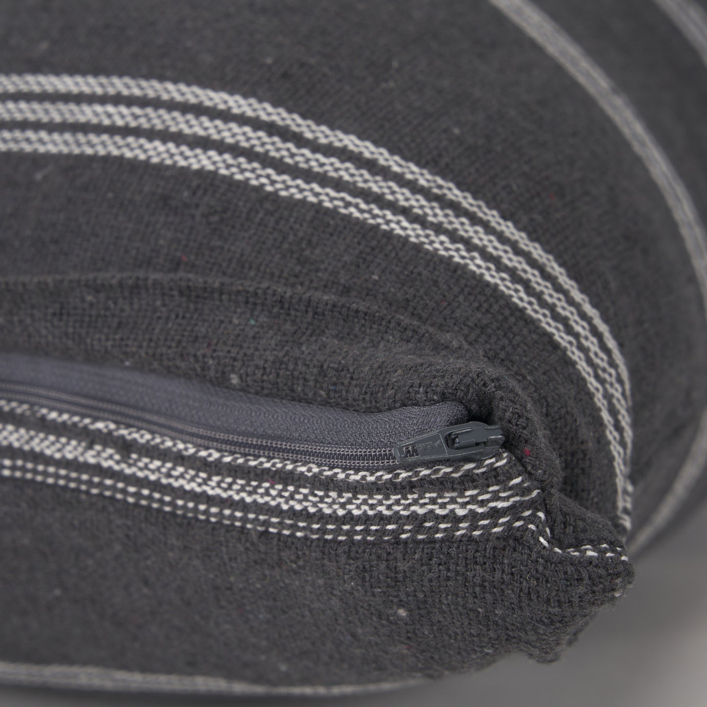 Jayme Gray and White Striped Cotton Decorative Lumbar Pillow Cover